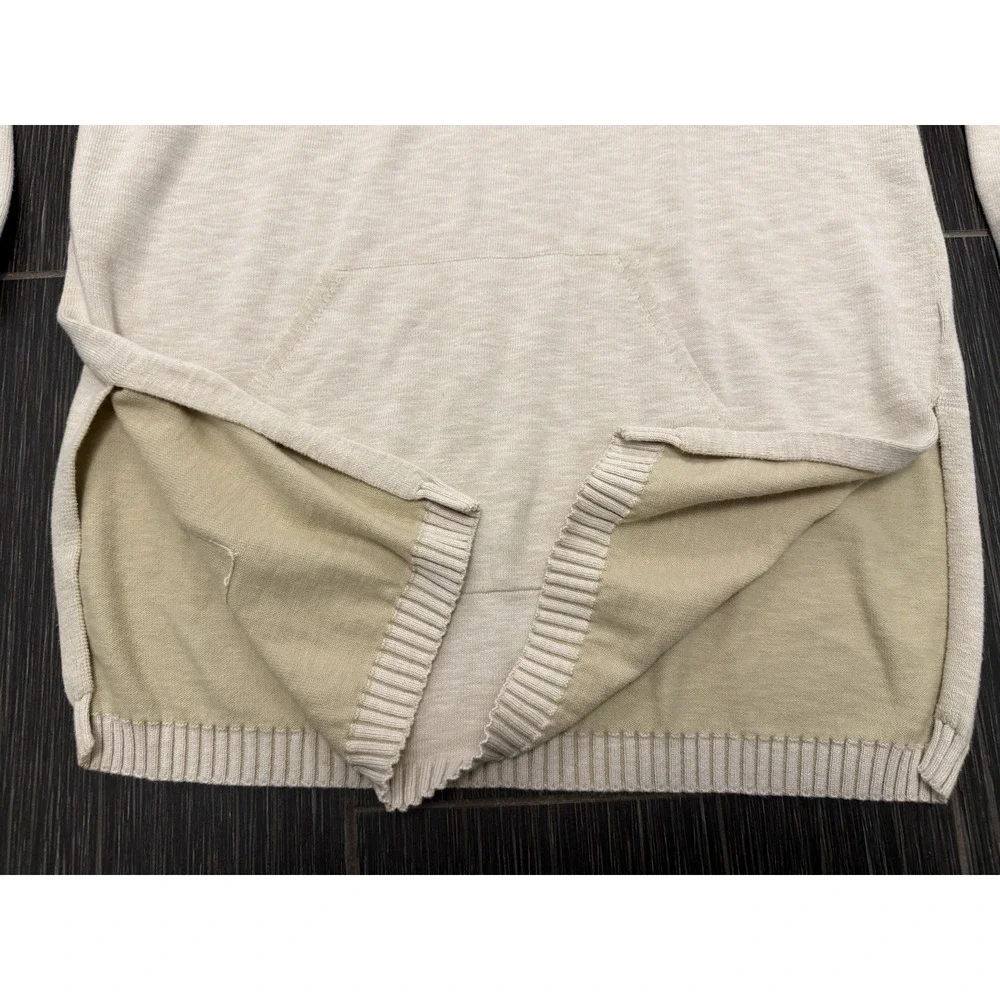 Peruvian Connection Knit Hoodie Womens Sz S Cotton Pouch Pocket Side Slit Lounge